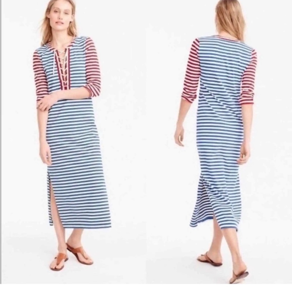 J Crew side slit striped dress